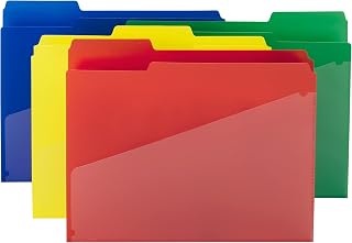 SMEAD Plastic File Folders with Pockets and Tabs, Letter Size, 24 Count | Plastic file folders with clear front pocket; a single pocket slash file jacket, tear resistant, 3/4 inch expansion.
