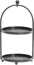 HUBERT Round 2-Tier Black Iron Display Stand - 12 1/3Dia x 23 3/4H