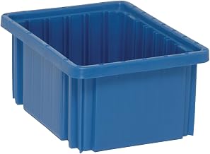 QUANTUM STORAGE SYSTEMS DG91050BL Dividable Grid Storage Container, Heavy-Duty Stackable Plastic Parts Bin for Warehouse, Assembly & Industrial Organization, 10-7/8" x 8-1/4" x 5", Blue, 20-Pack