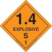 Labelmaster SLEXP14S Explosive 1.4 S Label, Vinyl, Hazmat, 4" x 4" (Pack of 500)