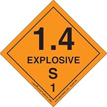 Labelmaster SLEXP14S Explosive 1.4 S Label, Vinyl, Hazmat, 4" x 4" (Pack of 500)