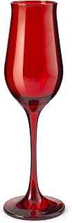 Pasabahce 518766 Wavy Set of 6 Flute Glasses, Glass, Red, cl19