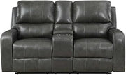 Starlight Canyon Home Leather-Upholstered Loveseat with Power Console, Reclining Love Seat Sofa and Leather Reclining Loveseats, Grey