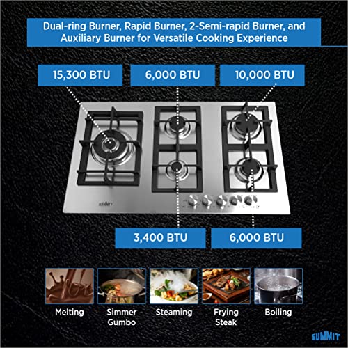 Summit Appliance Stainless Steel / 34 Inch / Natural Gas Cooktops