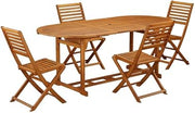 Oil Finish Wooden Patio Set - Dining Table and 4 Outdoor Chairs, Durable Wood Construction Ideal for Backyard, Garden, and Deck Seating