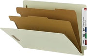SMEAD 100% Recycled End Tab Classification Folder, 2 Dividers, 2" Expansion, Legal Size, Gray/Green, 10 per Box (29802) (Pack of 5)