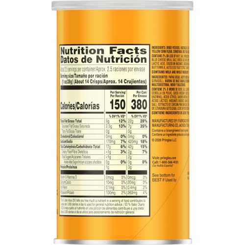 Pringles Cheddar Cheese / 2.5 Ounce (Pack of 12) / 12 Cans (2.5 Ounce Can) Potato