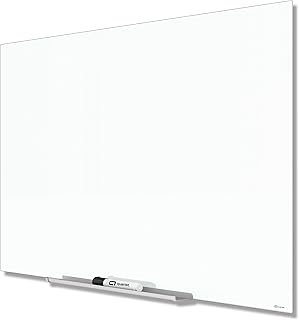 Quartet Dry Erase Board, 74" x 42" Glass Magnetic Whiteboard, Wide Format, Horizontal White Board, InvisaMount, White (G7442IMW)