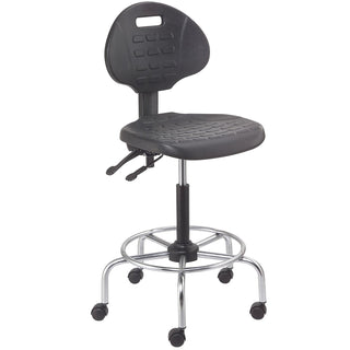 4 Way Adjustable Stool with Chrome Base by Global Industrial – 23.5"W x 24"L x 9"H, chrome, Black, Model A203TC