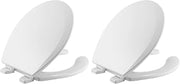 Bemis 550TTT Open Front Durable Wood Toilet Seat, Secure Hinges Stay Tight, Made in USA, Round, White (Pack of 2)