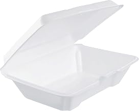 Dart Insulated Foam Hinged Lid Containers Storage Ware, 2.9"x6.4"x9.3"