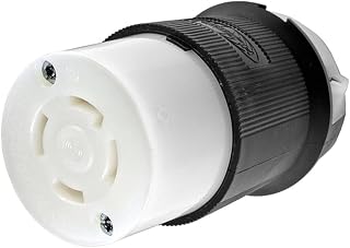 Hubbell HBL2713 Locking Connector, 30 amp, 125/250V, L14-30R, Black and White