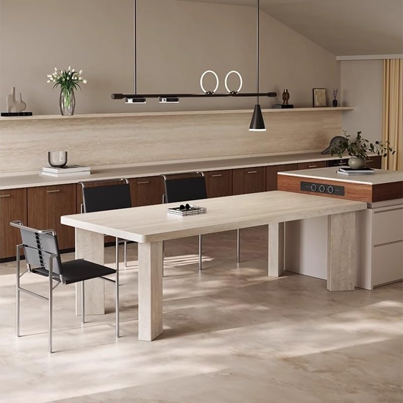 Mesa De Jantar Rock Plate Dining Table Modern Simple Rectangular Home Small Apartment Diner Table by JOYNOW – 180x80x75cm, One Color, Model 8524