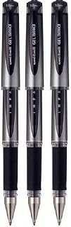 Uni Ball Black Capped (UM-153S) Gel Impact Rollerball Pen Ball Point Pens Broad 1mm Nib Tip 0.6mm Line Width Ink (Pack of 3)