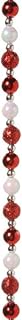 Darice 3' Peppermint Twist Red, Iridescent White and Silver Beaded Christmas Garland