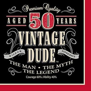 Creative Converting Vintage Dude 50 Luncheon Size Napkins (192-Count)
