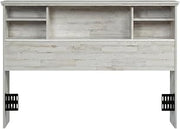 Starlight Canyon Home Wood-Finish Headboard with Open Shelves, Farmhouse Bookcase Headboard Queen Size Full Size Bed Only, White Plank