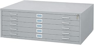 Safco Five-Drawer Steel Flat File FILE,FLAT,METL,5DWR,GY (Pack of2)