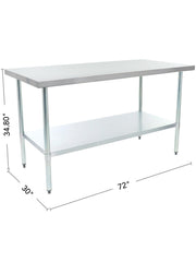 Adcraft 30" x 72" / Silver / Commercial Work Table Utility Tables