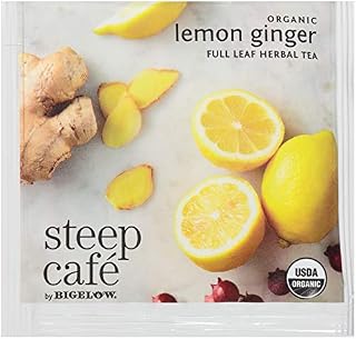 Bigelow Tea Steep Cafe Organic Herbal Tea, Lemon Ginger, 50 Bags/carton