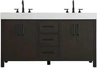 Elegant Kitchen and Bath 60" Double Bathroom Vanity in Mocha Brown