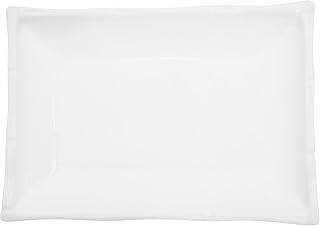 CAC China BAP-34 Bamboo 7-Inch by 5-Inch Super White Porcelain Rectangular Platter with Bamboo Rim, Box of 24