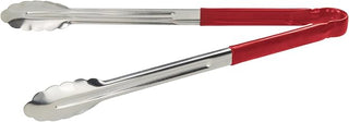 Winco 16" Red Stainless Steel Serving Tongs | Color coded, Scalloped edges, Restaurant service, Great for Salads and Buffets