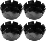 Black Plastic Ashtray 4 Pack with Eight Slots for Indoor Patio | Simple Sleek Design, Collects Cigarette Butts and Helps Prevent Splashing, Home Office Use