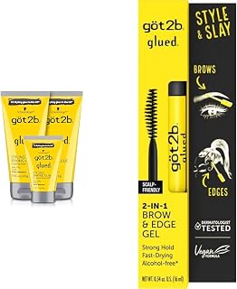 Got2B Glued Spiking Hair Gel Bundle - 2 x 6 oz + 1 x 1.25 oz Tubes Glued Brows & Edges Gel