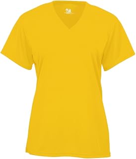 Badger 2162 B-Core Girl's V-Neck T-Shirt, Gold, Medium