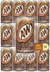 A&W Root Beer Mini Soda Cans, 7.5 oz Soft Drinks Bulk Snacks Pack, Small Refrigerator & Snack Pantry Drink 12 Count Beverage Bedroom & Kitchen Supplies