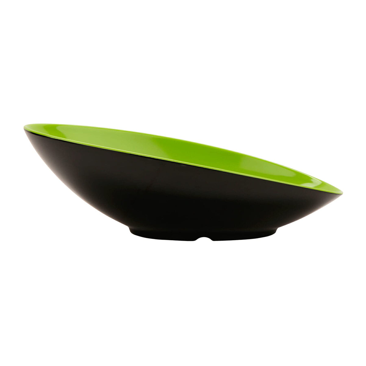 G.E.T. Angled Oval Cascading Serving Bowl for Salads by GET – 1 Quart, Plastic, Green, Model B-797-G/BK