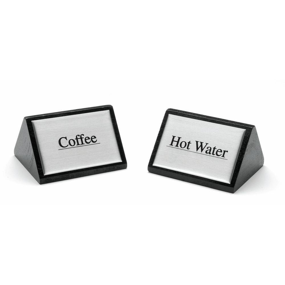 Coffee Service Sign Triangular Wooden Beverage Sign Milk - 3"W x 1 3/4"H by HUBERT – Wood, Black, Model WS-MBK