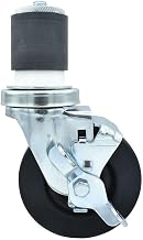 BK Resources 4" Hard Rubber 2" Expanding Stem Swivel Caster for Work Tables with Top Lock Brake, NSF, 300lb Capacity Per Wheel