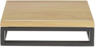 HUBERT Black Display Riser with Butcher Block Top - 3 1/5" H