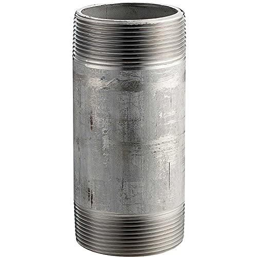 2 in. X 6 in. 304 Stainless Steel Pipe Nipple - 16168 PSI - SCH. 40 - Domestic by Merit Brass – 6"L x 2.38"W x 2.38"H, Stainless Steel, Model 4032-600