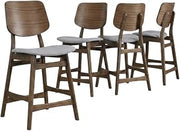 Starlight Canyon Home Solid Wood Counter Height Bar Stools Set of 4, Fabric-Upholstered Counter Stools for Kitchen Island and Bars, Dark Gray