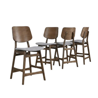 Solid Wood Counter Height Bar Stools Set of by Starlight Canyon Home – Solid + Manufactured Wood, Foam, Fabric (Polyester), Grey, Pack of 4