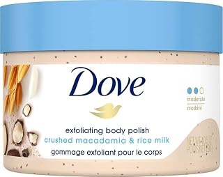 Dove Scrub Macadamia & Rice Milk Reveals Visibly Smoother Skin Body Scrub That Nourishes Skin 10.5 oz
