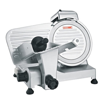 9' Gravity-Feed Meat Slicer by Global Solutions – 17" x 15" x 13", Stainless Steel, Model GS1600