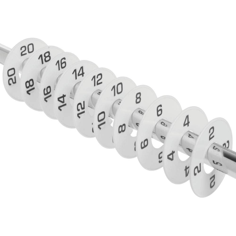 Ladies Clothing Rack Dividers by SIZEAMATIC – Plastic, White, Pack of 50, Model RDSDWBL