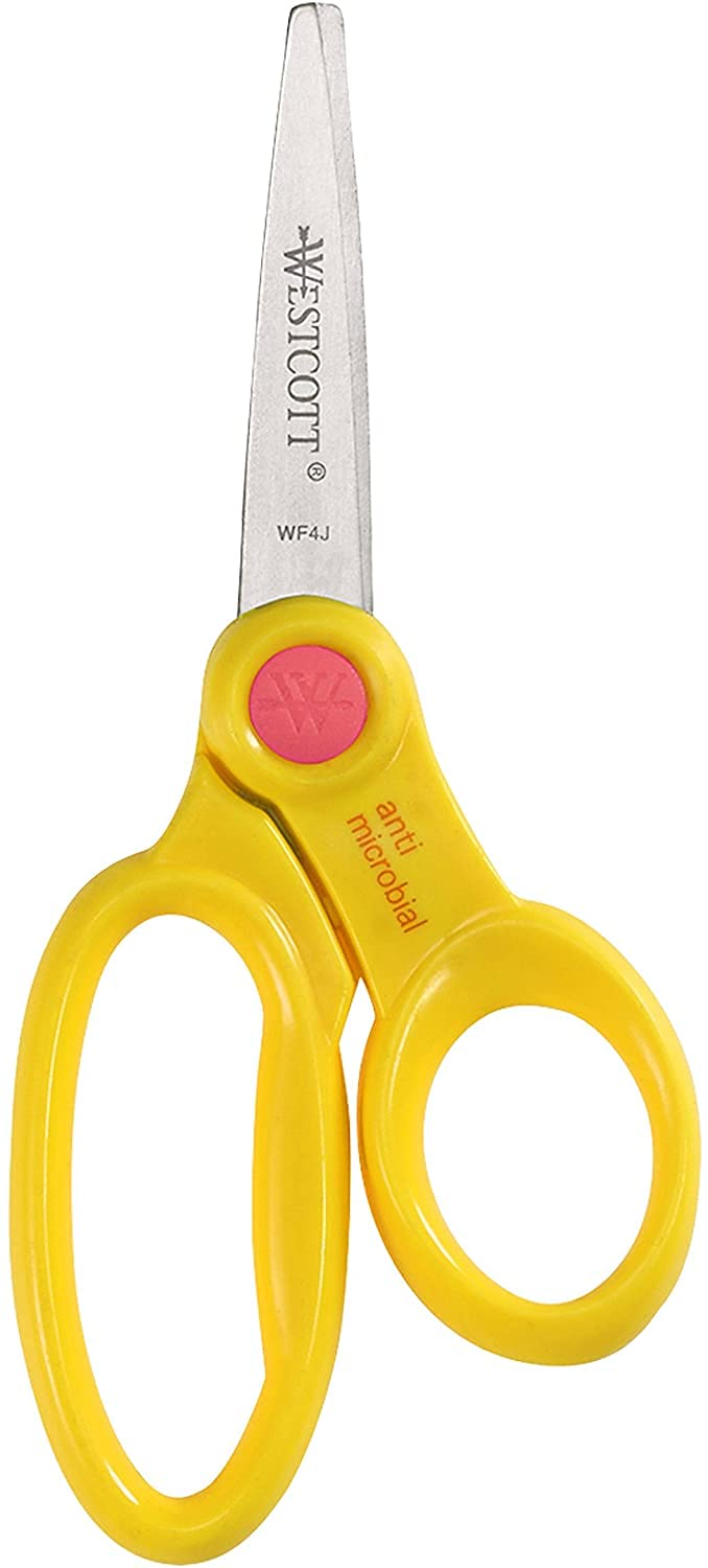 School Scissor Caddy and Kids Scissors by Westcott – Case of 4, Stainless,Stainless Steel,Steel, Yellow,blue,green,pink, Model 500-14755