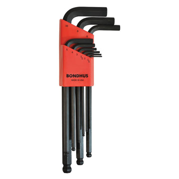 Set of 9 L-wrenches by Bondhus – One Size, Alloy Steel, Black, Model 10999