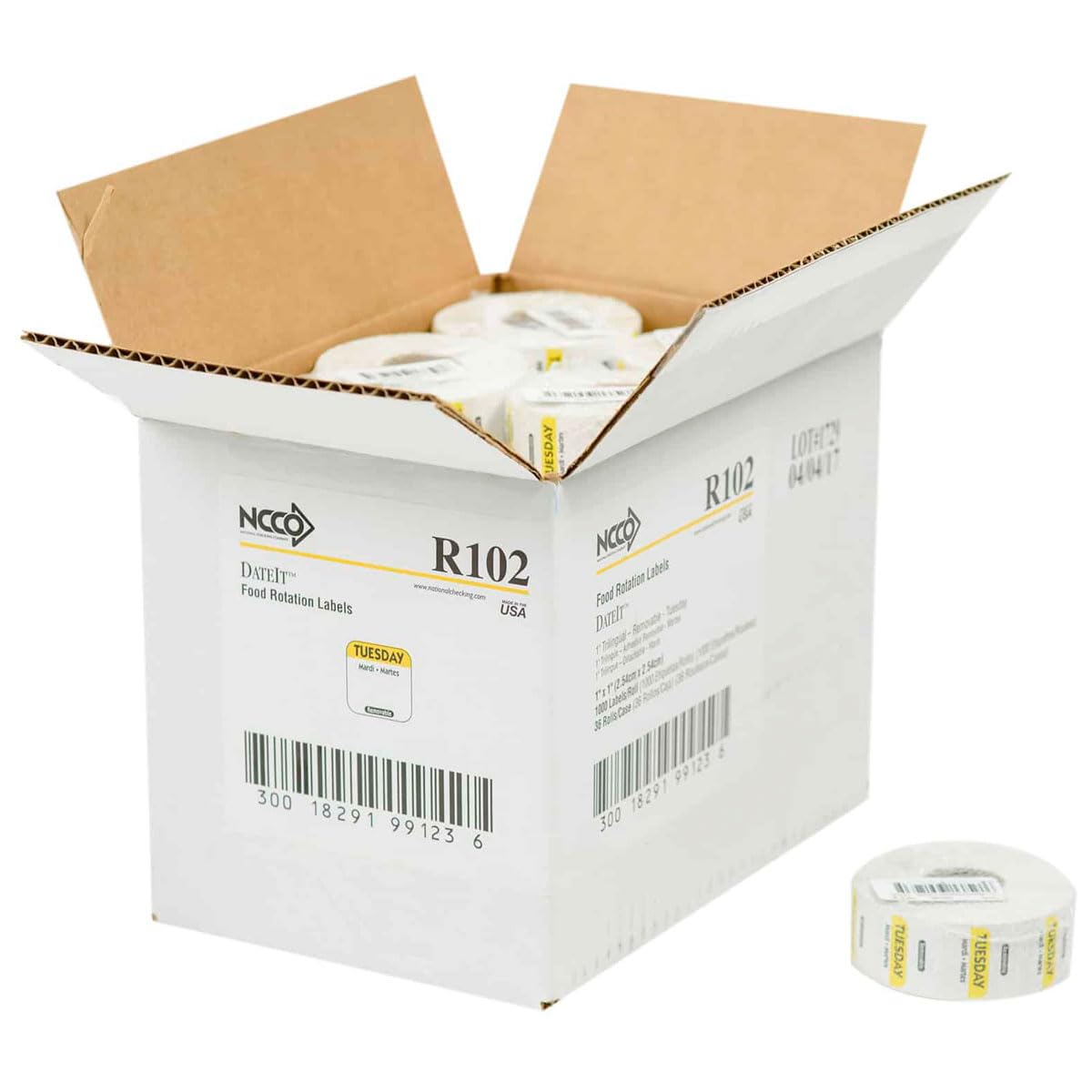 Tuesday Day Dot Removable Label 1" 1000 / Roll by NCCO – 1 inch, Yellow, Model R102R