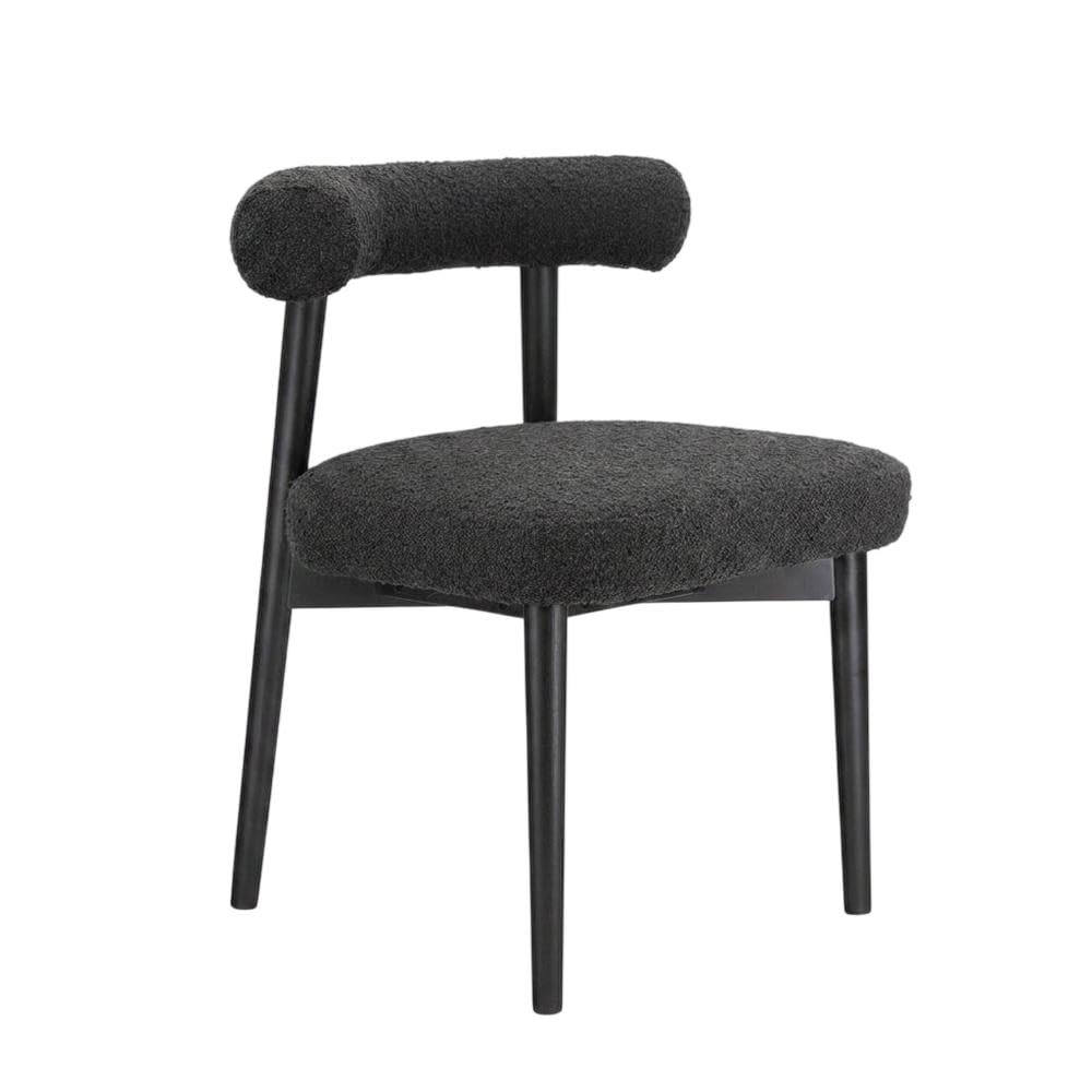 Boucle-Upholstered Side Chair with Ash Wood Legs by Starlight Canyon Home – Boucle, Black