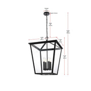 Oxford Four Light Outdoor Pendant Black by Lighting Design – Iron, Black, Model OD334H27BK