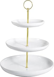 CAC China Porcelain 3-Tier Coupe Serving Tray, 6-1/2 by 10 by 8-1/2-Inch, Super White, Box of 8