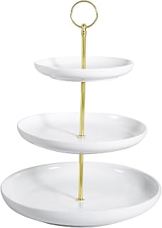 CAC China Porcelain 3-Tier Coupe Serving Tray, 6-1/2 by 10 by 8-1/2-Inch, Super White, Box of 8