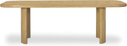 Mallory Dining Table, Marquetry Checkered Top, Solid Oak, Curved Pedestal Legs, Seats Eight, Natural