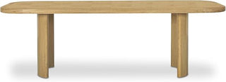 Mallory Dining Table, Marquetry Checkered Top, Solid Oak, Curved Pedestal Legs, Seats Eight, Natural